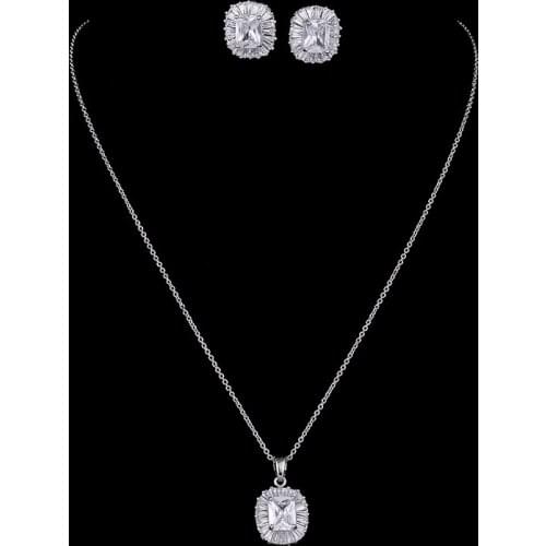 HIBRIDE Luxury Design Wedding Jewelry New Fashion White Gold Color Austrian Zirconia Jewelry Sets Women Gift N-146