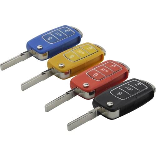 Kutery 10pcs 3 Buttons Flip Folding Remote Key Shell Case Fob For VW Jetta Golf Passat Beetle Polo Bora