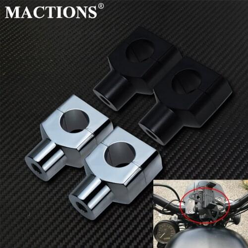 Mactions 1"25mm Handle Bar Mounting Handlebar Risers Clamp Black/Chrome For Harley Dyna Sportster Softail Custom For Honda
