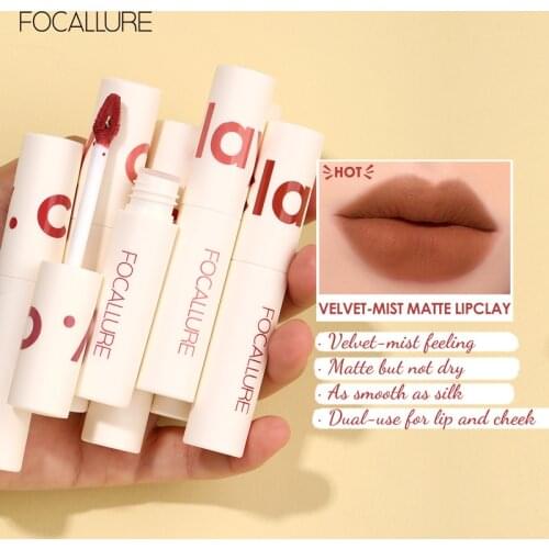 FOCALLURE Matte Lipstick Lipclay Lipcream Velvet Waterproof Longlasting Dual-use Lip and Cheek Professional Makeup