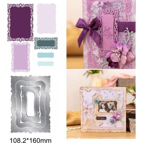 Metal Cutting Dies Square Rectangle Layered Lace Frame Hollowed New Dies Scrapbook Craft Embossing Card Paper DIY Handcraft 2019
