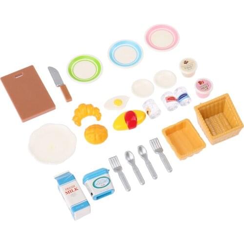 25/31Pcs/Bag 1:12 Mini Food Toys Pot Fork Playing House Doll Accessories DollHouse Kitchen Tableware Model Miniature Cookware