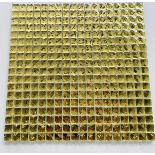 13 faced gold diamond ccrystal glass mosaic tile