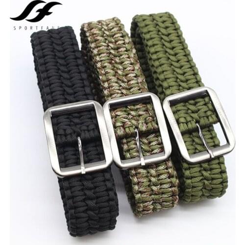 Outdoor Survival Paracord Belt 550 paracorde 4mm Utility Belt Milspec Cord Solid with Steel Buckle camping hiking clmbing 1.2m