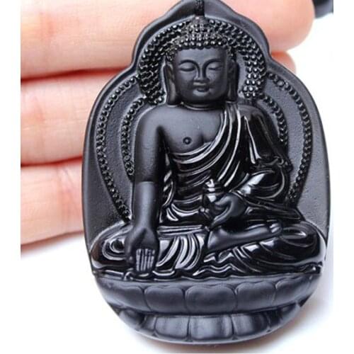 A natural Obsidian Buddha Vairocana Buddha Pendant Pendant Zodiac monkey patron of male and female sheep
