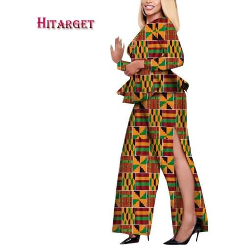 2021 New Bazin Riche African Women Top&Pant Set African Printing Dashiki African Traditional Women Clothing Plus Size 6XL WY778