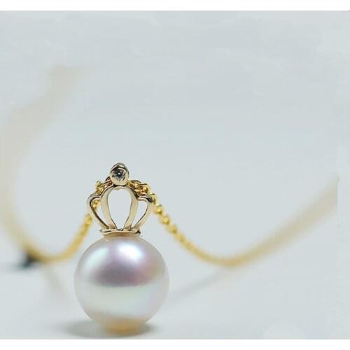 NYMPH Real 18k Gold Necklace Pendant Fine Jewelry Natural AKOYA Seawater Pearl Luxury Zircon For Women Wedding Gift X506