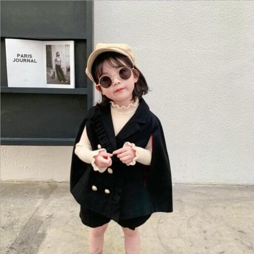 Girls autumn winter coats 2 pcs clothes sets kids baby cape + short suits children clothes toddler coats 2-10Y WS1115