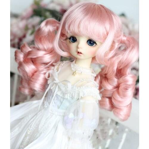 BJD doll wig suitable for 1-3 1-4 1-6 size mohair double ponytail wave egg curl wig hair doll accessories
