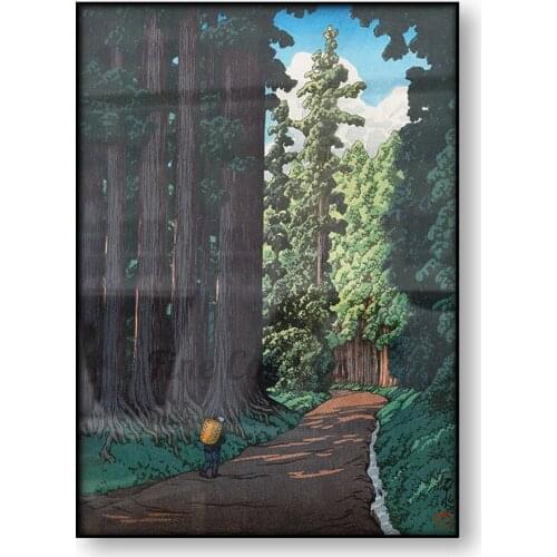 Japanese Poster Road to Nikko Kawase Hasui Vintage Canvas Print Woodblock Print Reproduction Asian Art Forest Landscape Wall Art