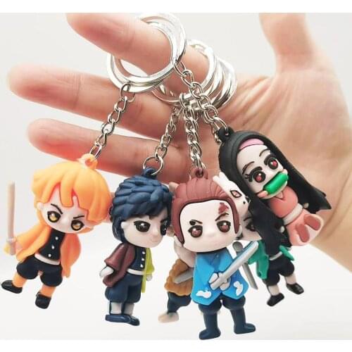 Random limited 1PCS toys keychain New animation series pendant Ghost Slayer PVC Soft Rubber child Advertising promotional gifts