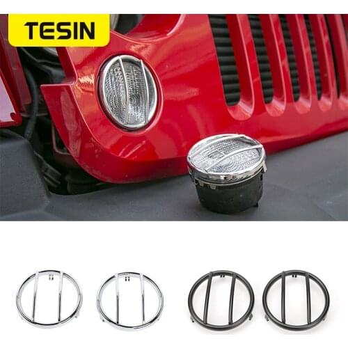 TESIN Car Front Turn Signal Light Decoration Cover Trim Frame Stickers Accessories for Jeep Wrangler JK 2007-2017 Car Styling