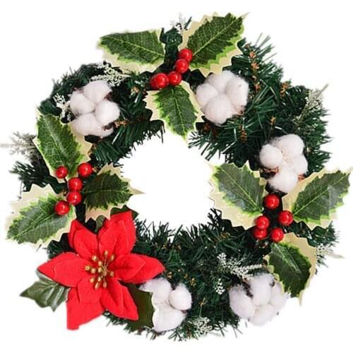 Ornament Garland Holiday Front Door Decor Simulation Wreath 1PC Candle Christmas Holly Leaf 30cm Hanging Artificial Flowers