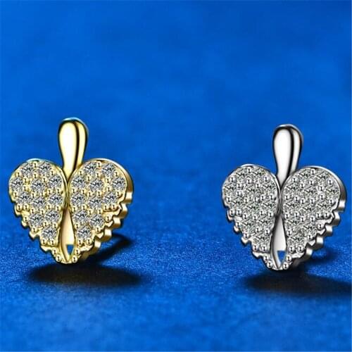 WQQCR New Hot Explosion Heart-Shaped Earrings Earrings Leaf Shape Gold Silver colorZircon Inlaid Beautiful Ladies Jewelry gift