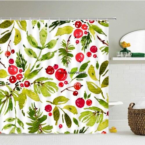 Flowers Green Plant Shower Curtains Bath Curtain 3d Printing Bathroom Waterproof large Size 240X180cm Decoration Bath Screen