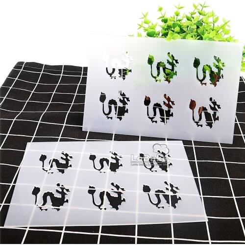 2pcs 6 cavities cartoon Zodiac dragon shape thin chocolate chip crisp silicone mold biscuit sugarcraft cake pastry tools