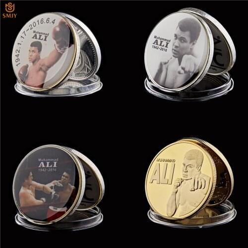 4Pcs/set USA Boxing WBC World Champion Boxer Muhammad Ali Full Silver/Gold Commemorative Coin Value Set Token