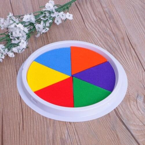 6 Colors Ink Pad Stamp DIY Finger Painting Craft Cardmaking Large Round For Kids E56C