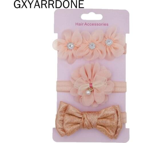 2019 Accessories Headwear 3Pcs/Set Cute Infant Baby Girls Bow Headband Newborn Elastic Hairband Hair Photo Props Wholesale