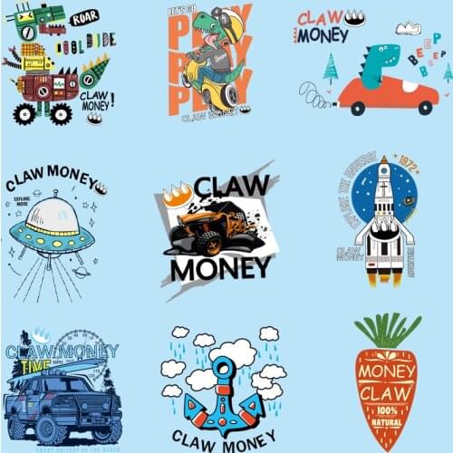 Anime Patch clothing stickers Dinosaur MONSTER Jurassic Cartoon Iron on Transfer Patches for Kids Clothes Applique DIY Heat