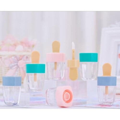 Ice cream jar Gloss Tubes Pink Ice Cream Lip Glaze Empty Tube Transparent Lip Refillable Bottle DIY Jars for Cosmetic Containers