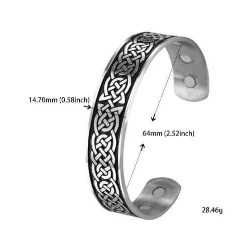 Viking Copper Supernatural Bangle Wicca Talisman Magnet Cuff Bracelet Health Gift For Man Stainless Steel Jewelry