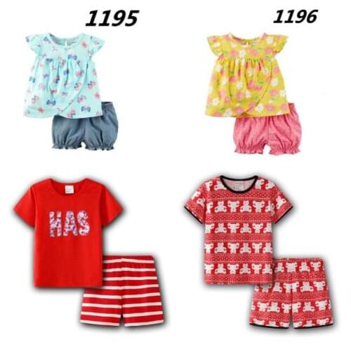 Kid Pajamas Set Baby Boy Clothes Girl Floral Sleepwear Nightwear Children Xmas Bear Christmas Pyjamas Print Cotton Clothing Sets