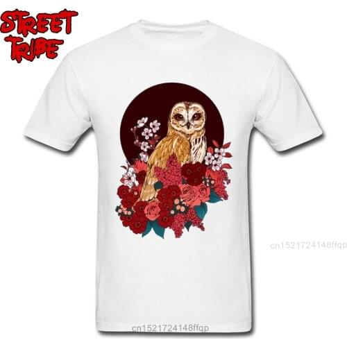 Chic Owl Print T-shirt Elio Talking Heads Shirt Men Floral Designer Vintage Tshirt Summer Harajuku Japan Style Tops Father Gift