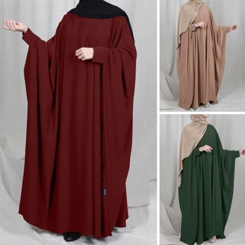 Eid Muslim Women Hijab Dress Solid Prayer Garment Jilbab Abaya Long Khimar Full Cover Ramadan Gown Abayas Islamic Clothes Niqab