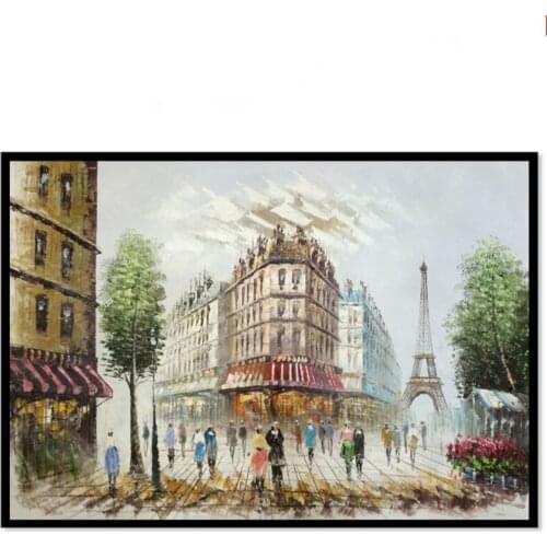 Oil Paintings Hand painted Abstract Paris Landscape Wall Art Picture for Living room Canvas Paintings Modern
