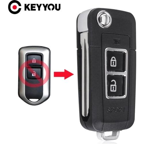 KEYYOU 2 Buttons Modified Flip Folding Remote Key Case Shell For Toyota Camry Prado Highlander Yaris Vios Car Key Case