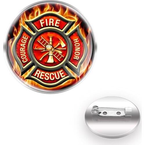 Classic Fire Hero Design Brooches Collar Pin Glass Convex Dome Decoration брошки женские Accessories Glift