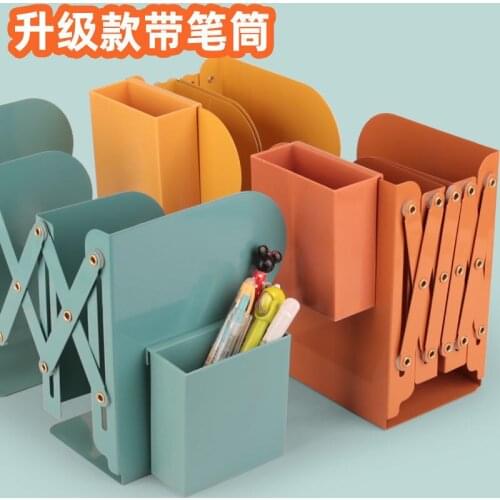 Book Stand with Pen Holder, Book Holder, Book Stand, Retractable Bookshelf, Simple Desktop Storage, School Supplies
