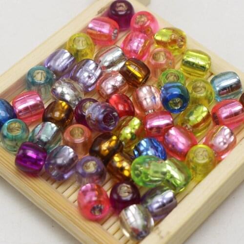 200 Mixed Color Silver Foil Acrylic Round Pony Beads 8X6mm for Kids Craft Kandi Bracelet