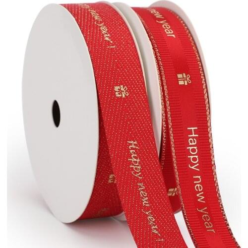 5 Meters Wrapping Ribbon Grosgrain 10MM DIY Handmade Gift Wrapping Ribbon Bouquet Ribbon Threaded handmade Ribbon HAPPY NEW YEAR