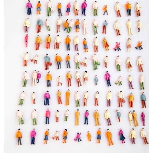 100pcs Model People Mini HO Scale 1:100 Painted Model People Mix Painted Building Layout Figure Train Park Street Passenger