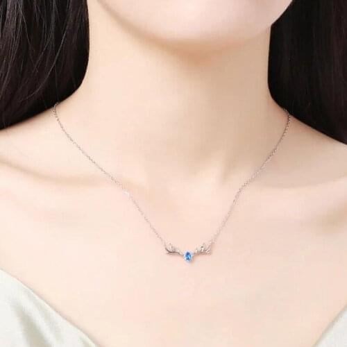 Fashion Brand Design Women Necklace Christmas Deer Silver Color Pendant Sweet Girls Clavicle Chain Prom Decoration Collares 2021