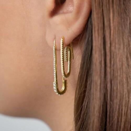 2020 New Fashion Party Punk new design gold color Safety Pin Puncture Earrings elegant women lady delicate tiny charm jewelry