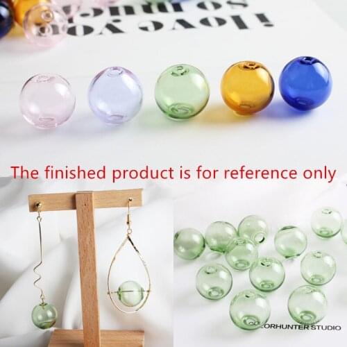 New style 20pcs/lot color print transparent rounds Straight hole glass rounds balls beads diy jewelry earring pendants accessory