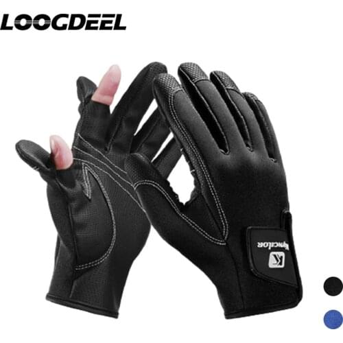 LOOGDEEL Fishing Gloves Fingerless Design Palm Anti-slip Wear-resistant Finger Touch Screen Outdoor Sport Cycling Fishing Gloves