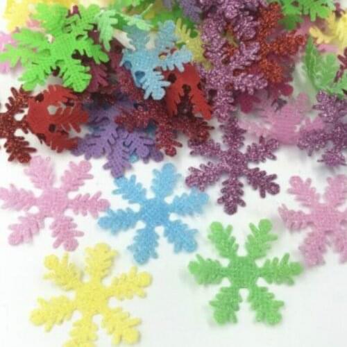 DIY 100PCS Mixed Colors Sequins snowflake Felt Appliques Cardmaking crafts 40mm