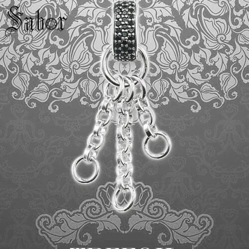 Black CZ Pave With Three Curb Charms Pendant Carriers, Fashion Jewelry silver color Gift For Women Lovers 2020 New thomas