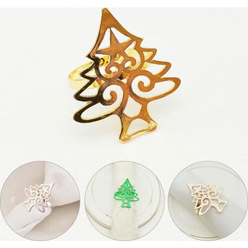 Napkin Buckles Christmas Tree Shape Napkin Ring Holders for Hotel Dinner Christmas Wedding Party Table Decoration Napkin Holder