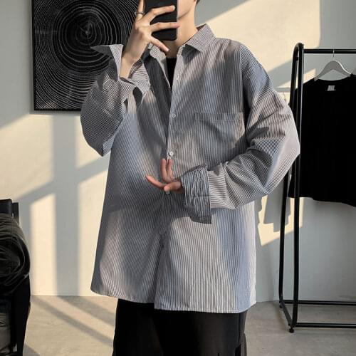 Shirt Long Sleeve Loose Casual Spring And Autumn Korean Ins Stripe Top Sweethearts Outfit College Tidal Current Hot Sale