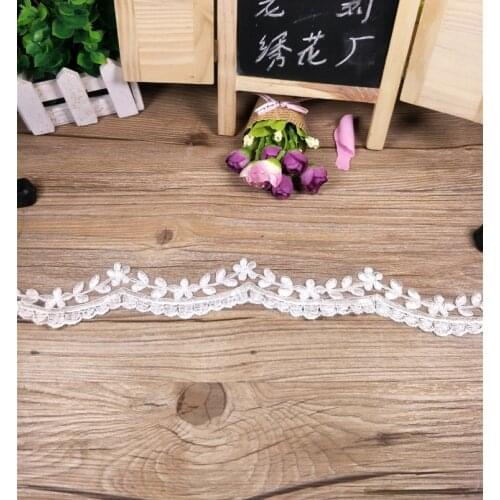 18 Meters Beautiful Ivory Color Wedding Dress Lace Trims Embroidery Lace Fabric for DIY Materials