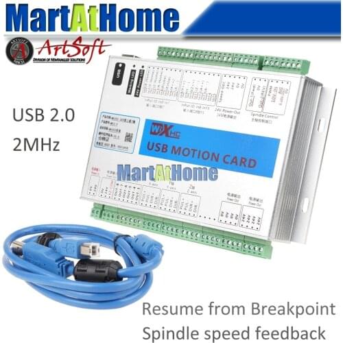 XHC MK3-V Mach3 USB 3 Axis CNC Motion Control Card Breakout Board 2 MHz Support Resume from Breakpoint & Spindle Speed Feedback