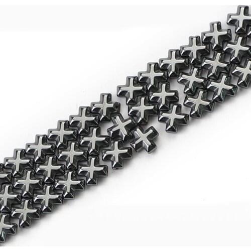 YHBZRET Cross Black Hematite Natural Stone 6/8/10/12MM Loose Spacers beads For Jewelry making bracelet Pendant DIY Accessories