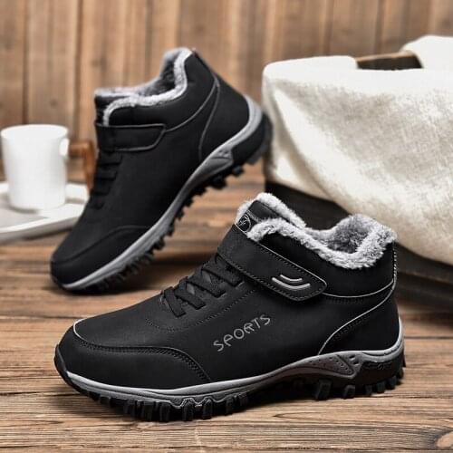 Unisex Winter Warm Plus Velvet Hiking Shoes Women Outdoor Waterproof Plush Cotton Casual Sneakers Non-slip Sports Hiking Boots