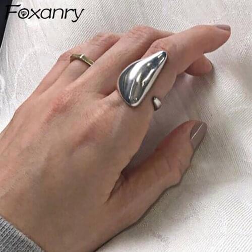 Foxanry Minimalist 925 Sterling Silver Rings for Women France Creative Fashion Bone Shape Birthday Party Jewelry Gifts Wholesale