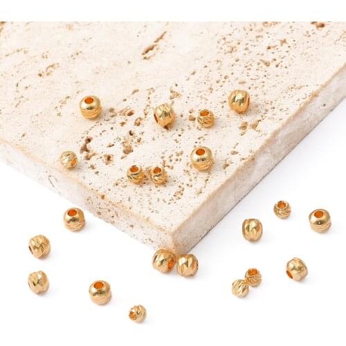 18K Gold 10Pcs 4 5mm Copper Round Connector Spacer Beads 2mm Hole for Jewelry Making Findings DIY Bracelet Accessories 028